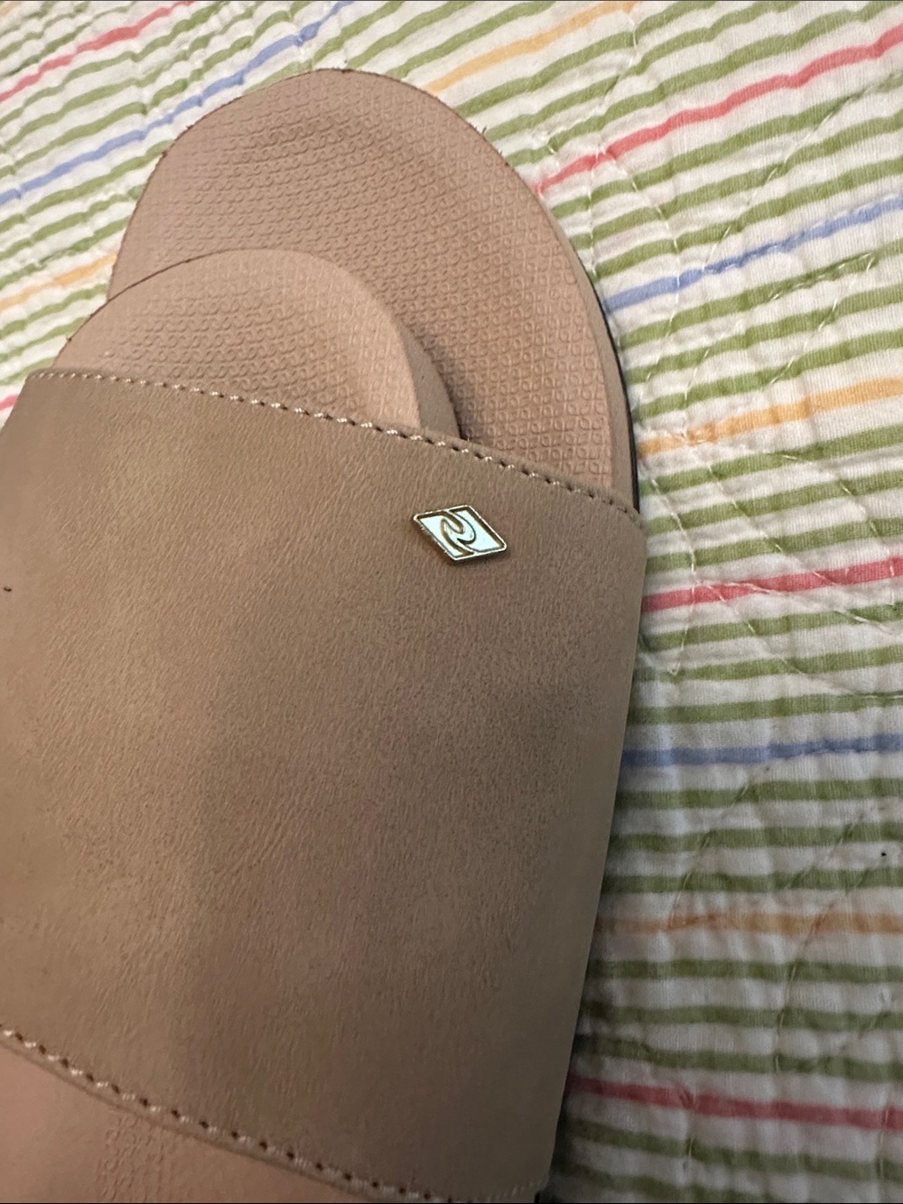 Slip-On Slide Sandals in Taupe - Picture 2 of 5
